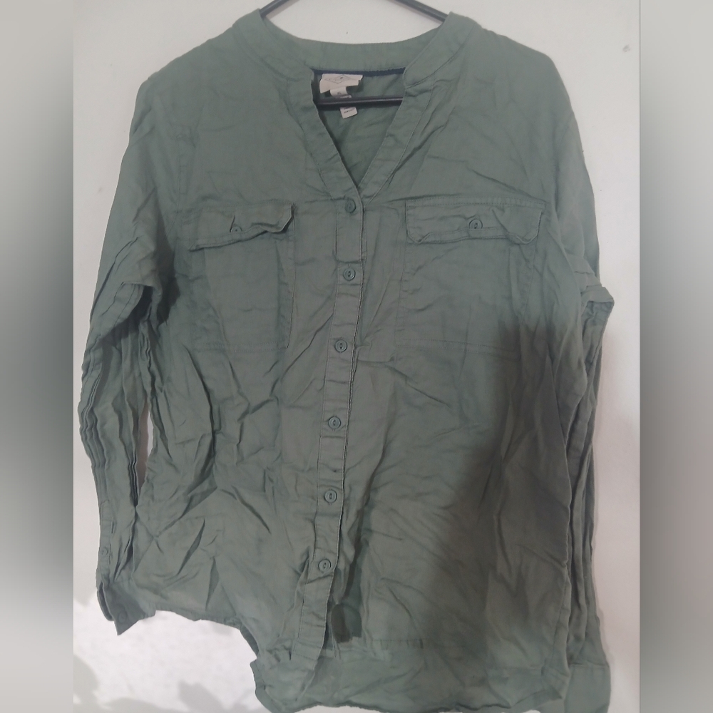 St. John's Bay Green Button Down Shirt (0303)